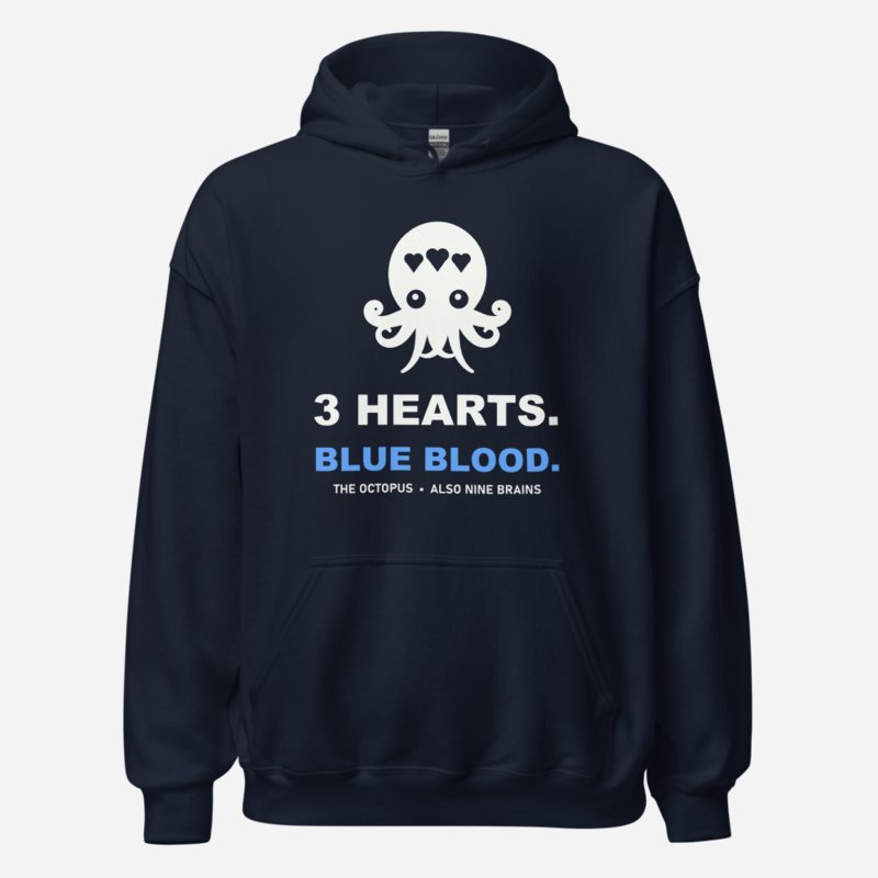 Animal Viewology Three Hearts Blue Blood Hoodie in Navy