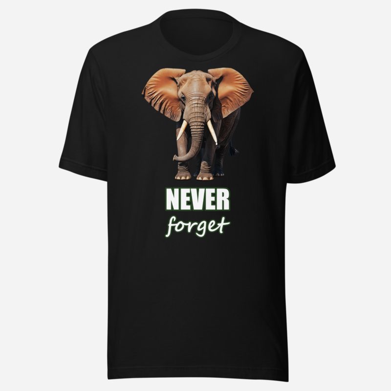 Animal Viewology Never Forget Elephant Tee Black