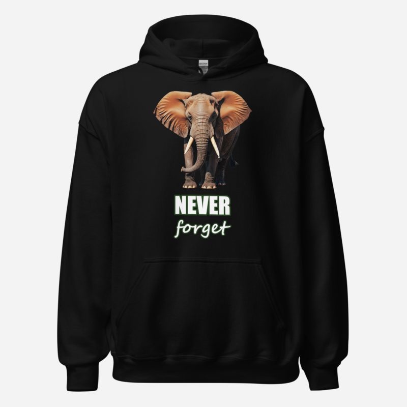 Animal Viewology Never Forget Elephant Hoodie Black