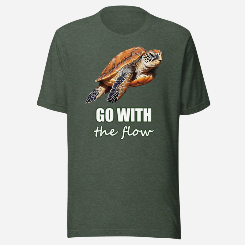 Animal Viewology Go With The Flow Sea Turtle Tee in Heather Forest