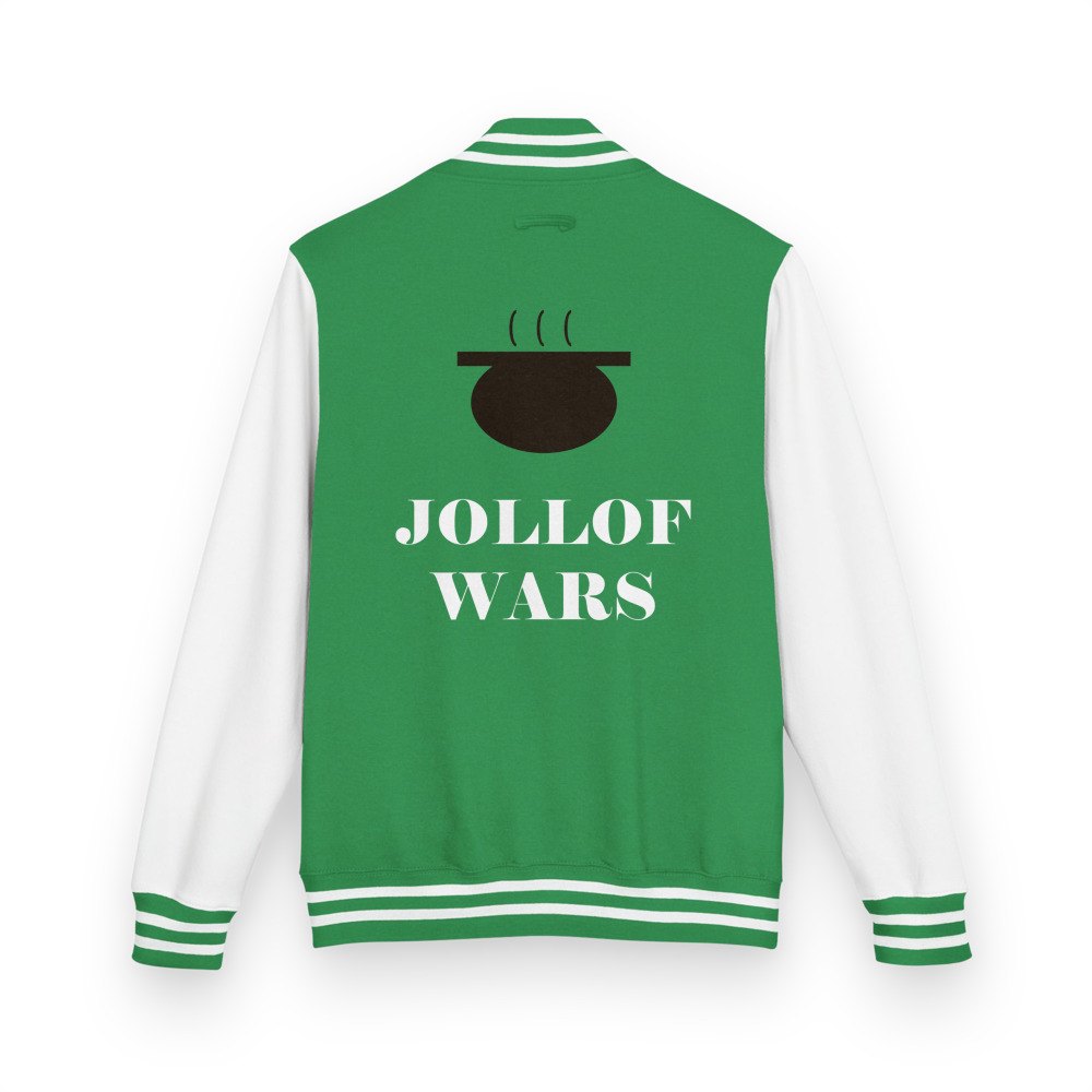 Bongara Bongara Jollof Wars Varsity Jacket in Kelly Green/Arctic White