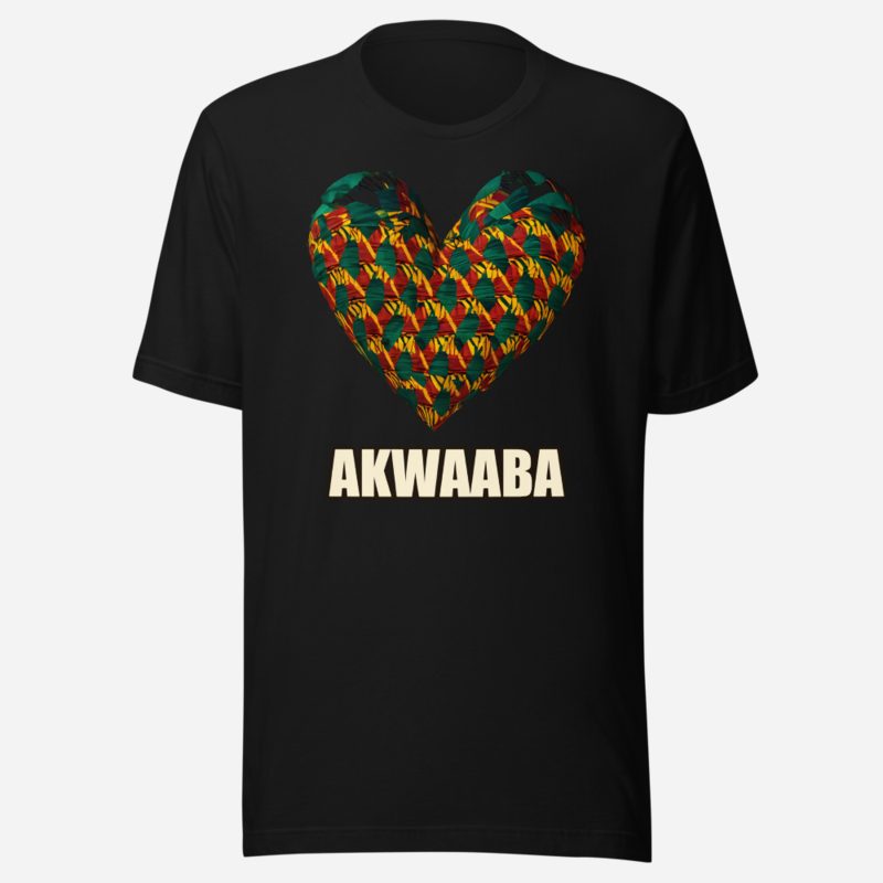 Bongara Bongara Akwaaba Kente Heart Tee in Black