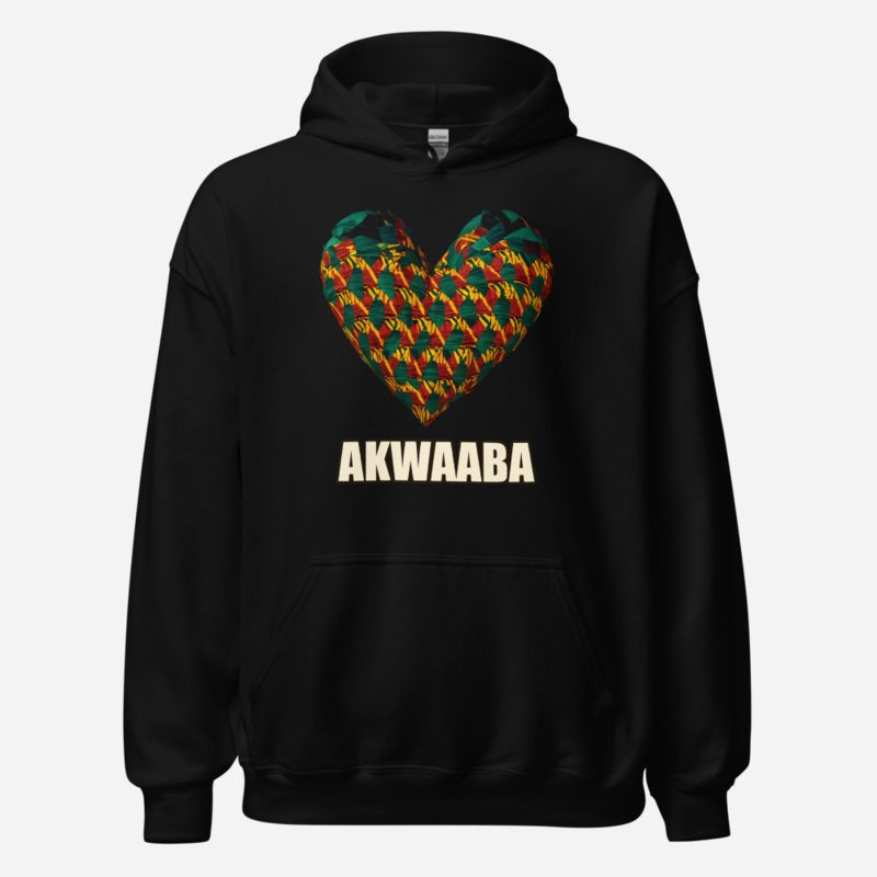 Bongara Bongara Akwaaba Kente Heart Hoodie in Black
