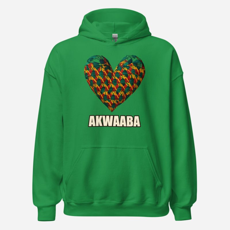 Bongara Bongara Akwaaba Kente Heart Hoodie in Irish Green