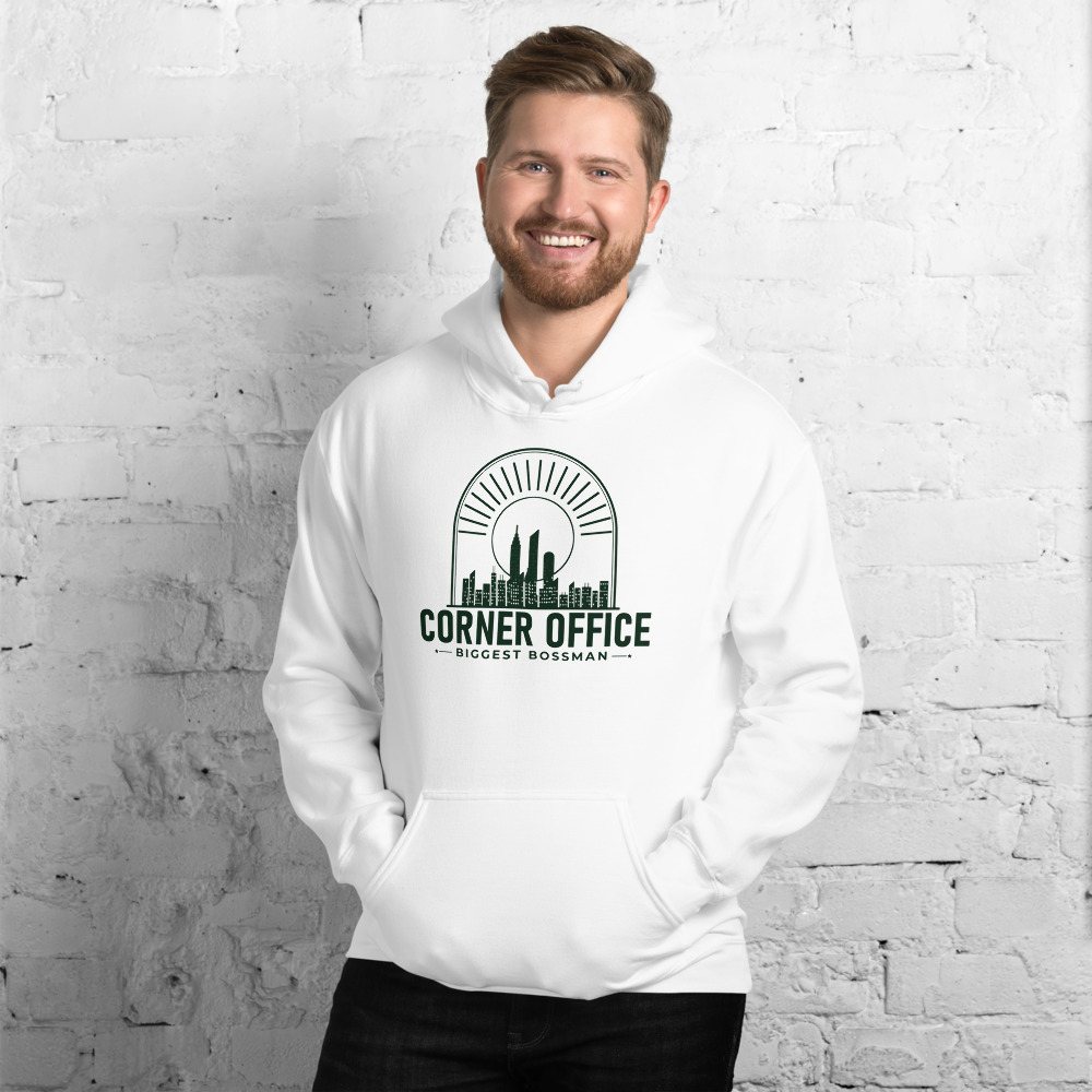 Biggest Bossman Corner Office Skyline Hoodie Front