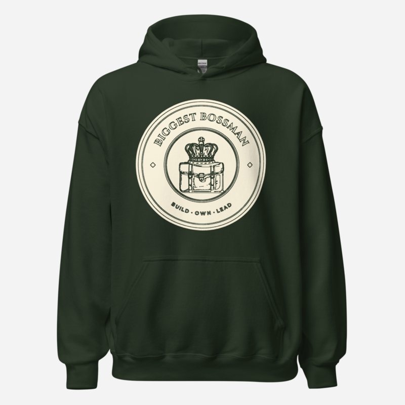 Biggest Bossman Crown Crest Hoodie in Forest Green