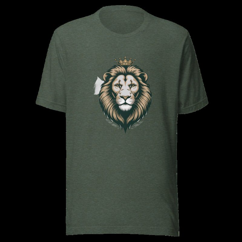 Biggest Bossman Crowned Lion Tee Heather Forest