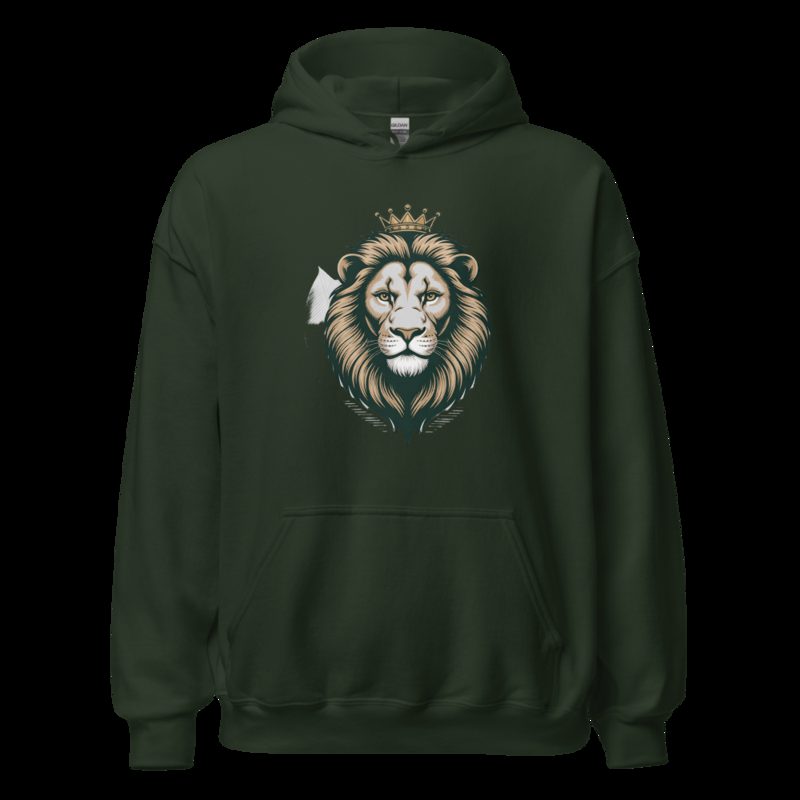 Biggest Bossman Crowned Lion Hoodie Forest Green