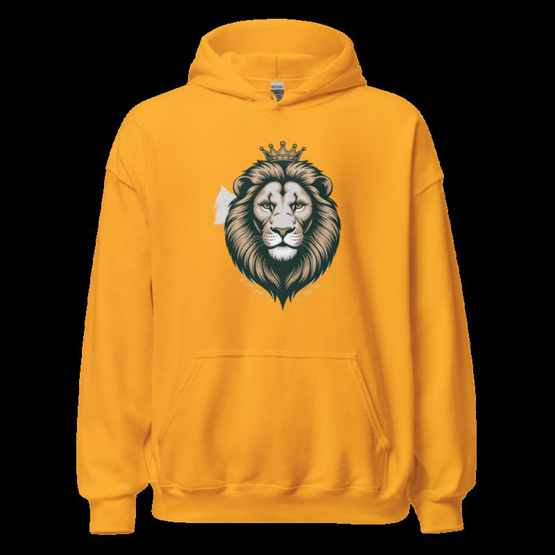 Biggest Bossman Crowned Lion Hoodie Gold