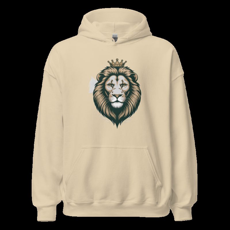 Biggest Bossman Crowned Lion Hoodie Sand