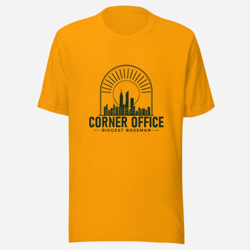 Biggest Bossman Corner Office Skyline Tee Gold