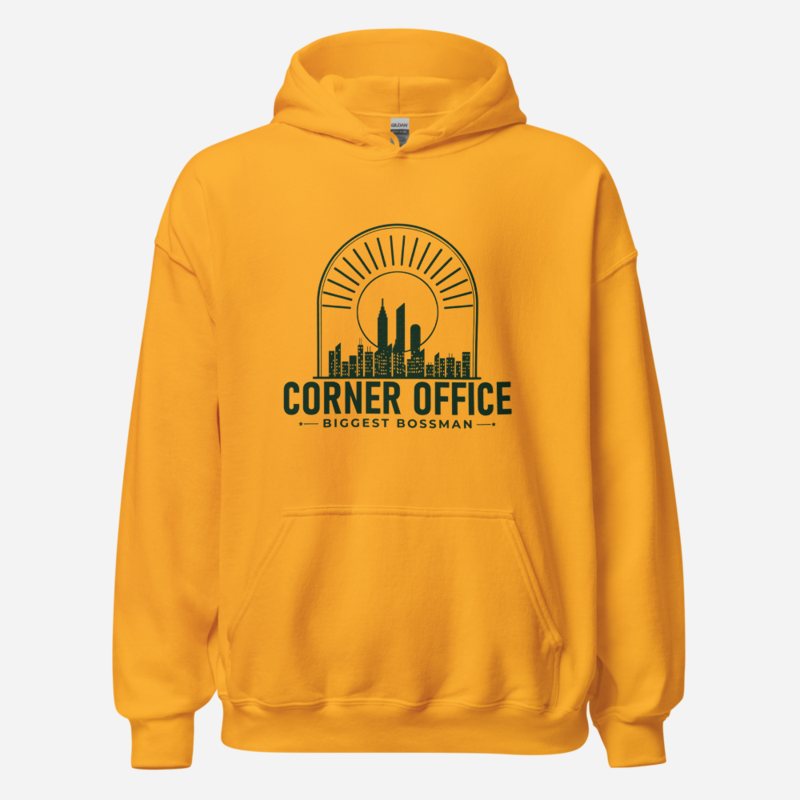 Biggest Bossman Corner Office Skyline Hoodie Gold