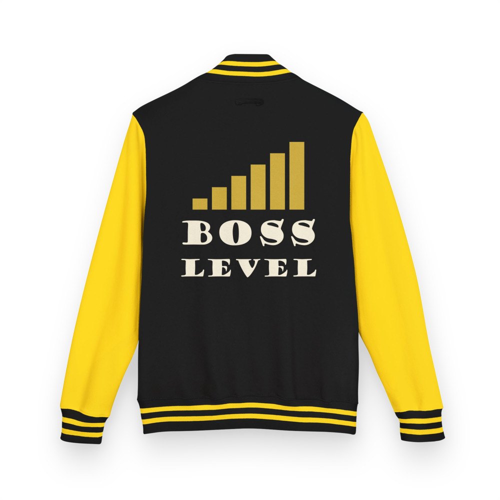 Biggest Bossman Boss Level Varsity Jacket Jet Black/Sun Yellow