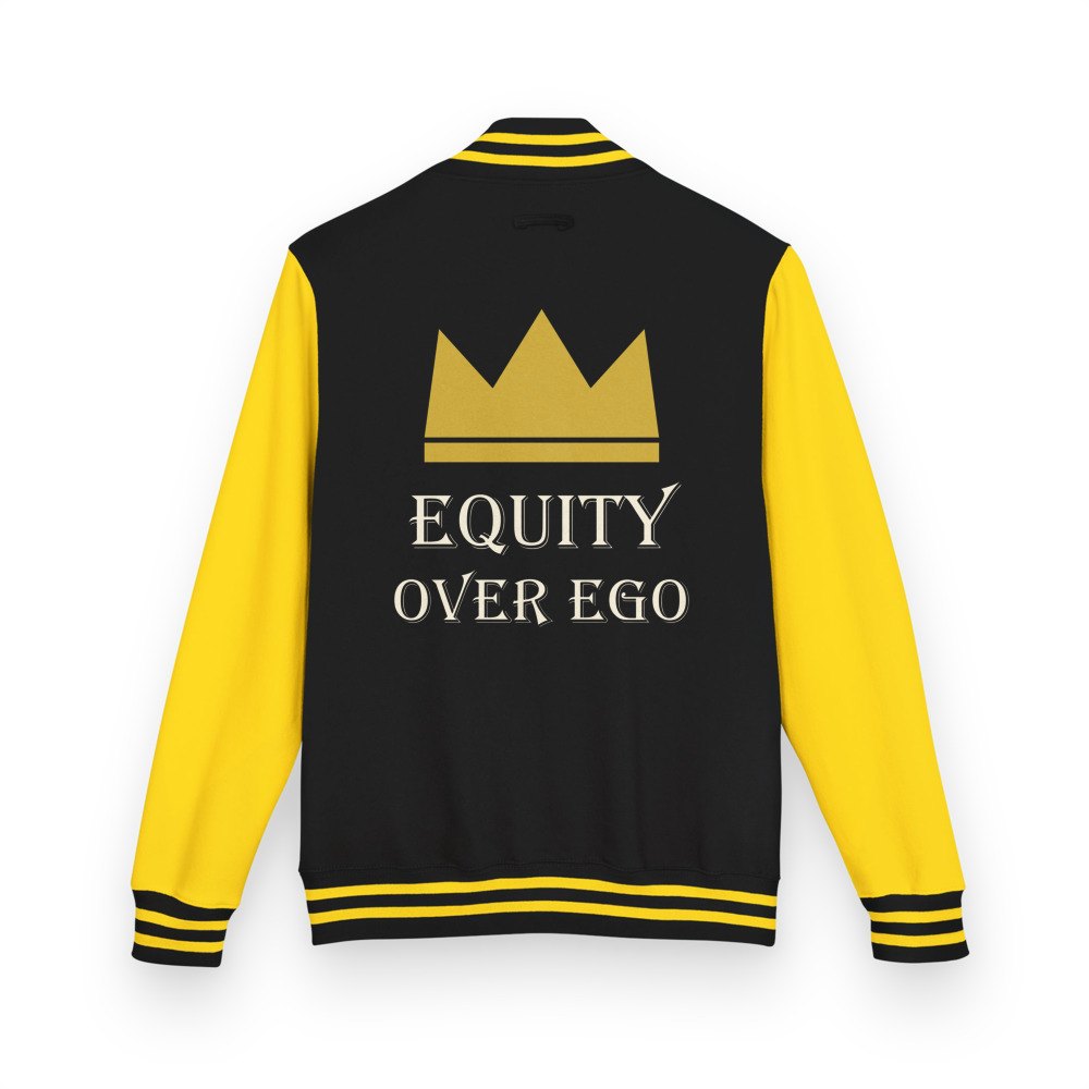 Biggest Bossman Equity Over Ego Varsity Jacket in Jet Black/Sun Yellow
