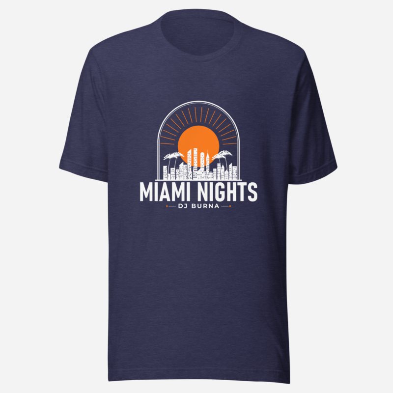 DJ Burna Miami Nights Skyline Tee Heather Midnight Navy
