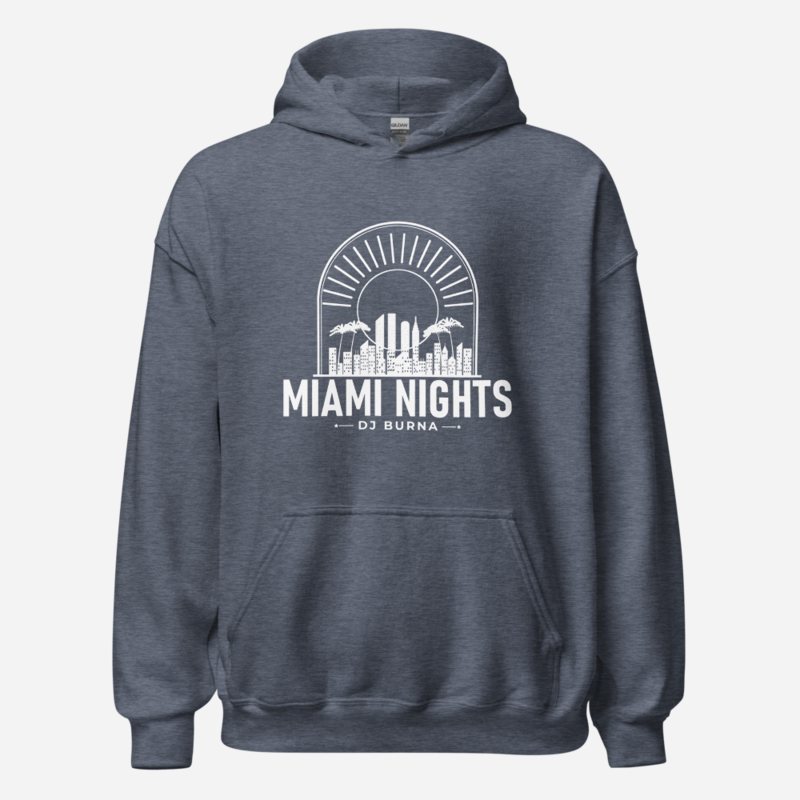 DJ Burna Miami Nights Skyline Hoodie in Heather Sport Dark Navy