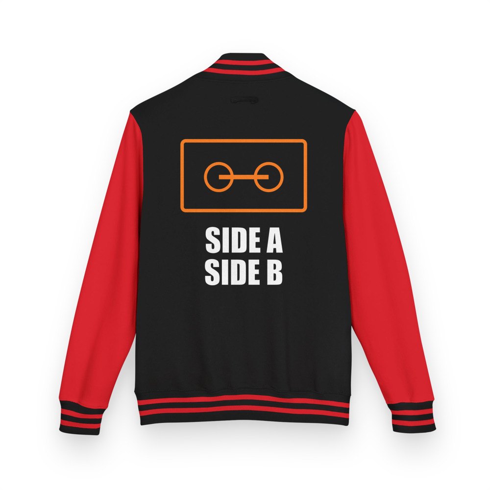 DJ Burna Side A Side B Varsity Jacket Jet Black/Fire Red