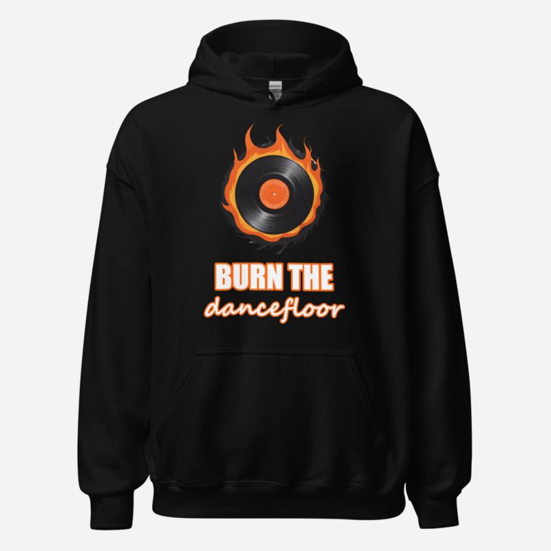 DJ Burna Burn The Dancefloor Vinyl Hoodie in Black