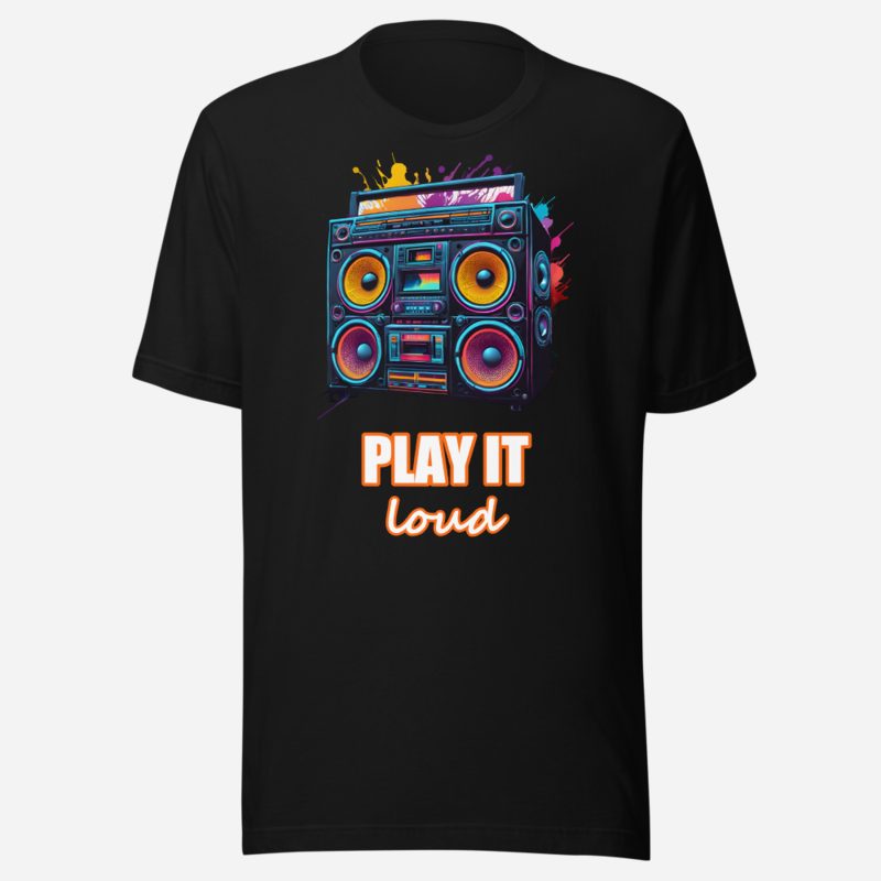 DJ Burna Play It Loud Boombox Tee in Black