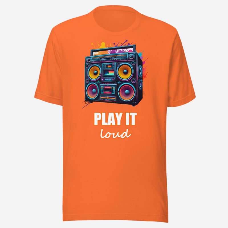 DJ Burna Play It Loud Boombox Tee in Orange