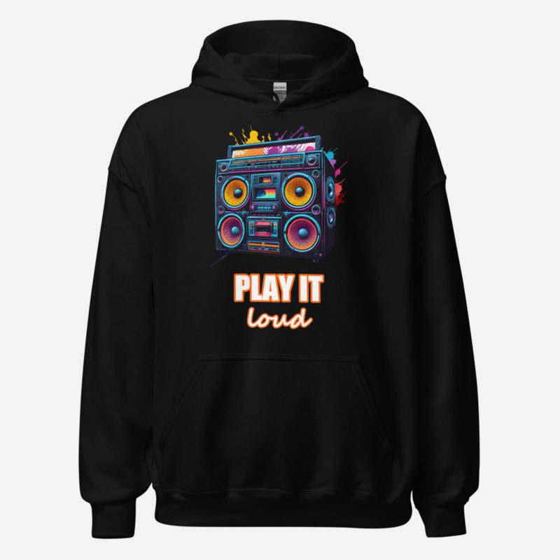DJ Burna Play It Loud Boombox Hoodie in Black