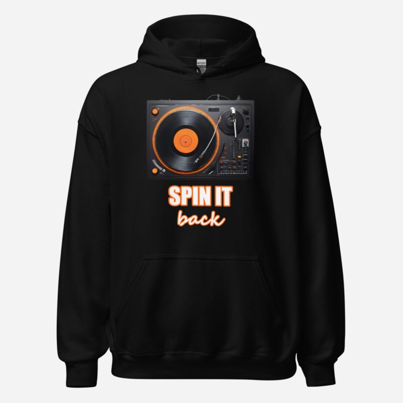 DJ Burna Spin It Back Deck Hoodie in Black