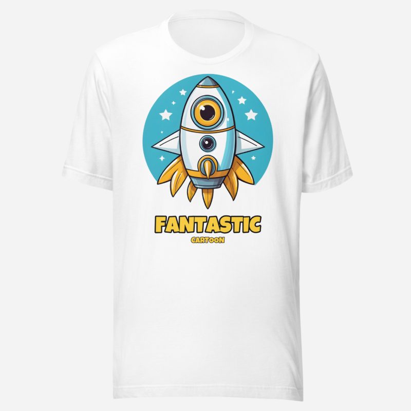 Fantastic Cartoon Rocket Buddy Tee White