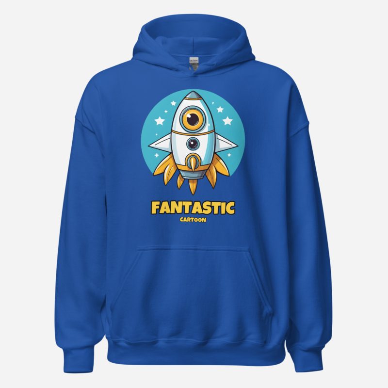 Fantastic Cartoon Rocket Buddy Hoodie in Royal