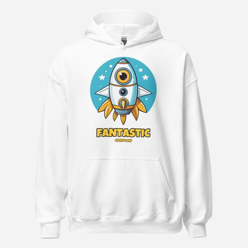 Fantastic Cartoon Rocket Buddy Hoodie White