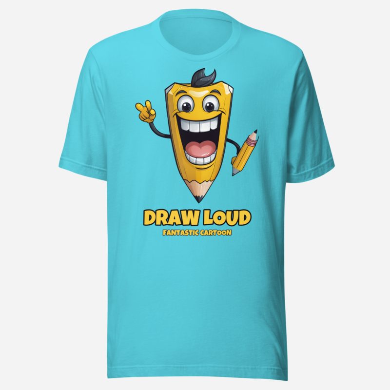 Fantastic Cartoon Draw Loud Tee in Turquoise