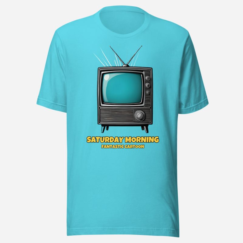 Fantastic Cartoon Saturday Morning Tee in Turquoise