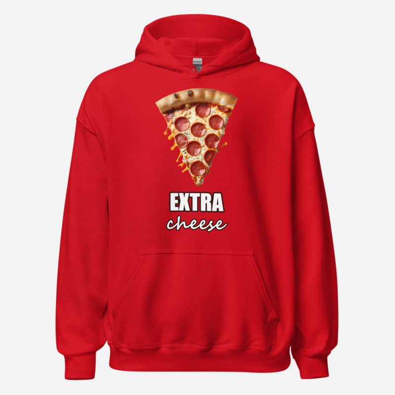 Intercontinental Chef Extra Cheese Pizza Hoodie in Red