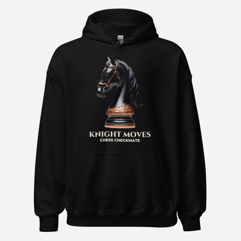 Chess Checkmate Knight Moves Hoodie in Black