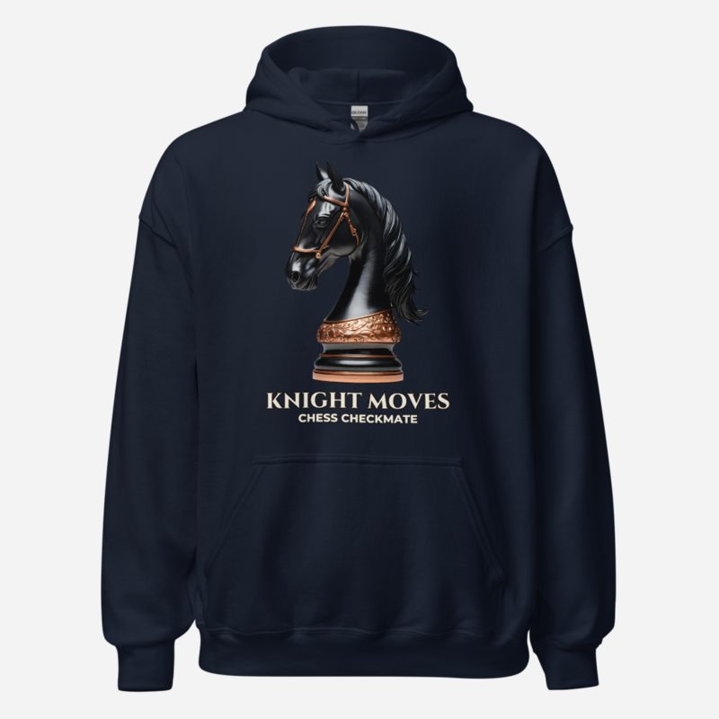 Chess Checkmate Knight Moves Hoodie Navy