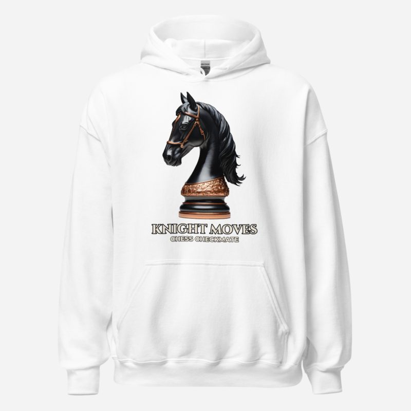 Chess Checkmate Knight Moves Hoodie in White