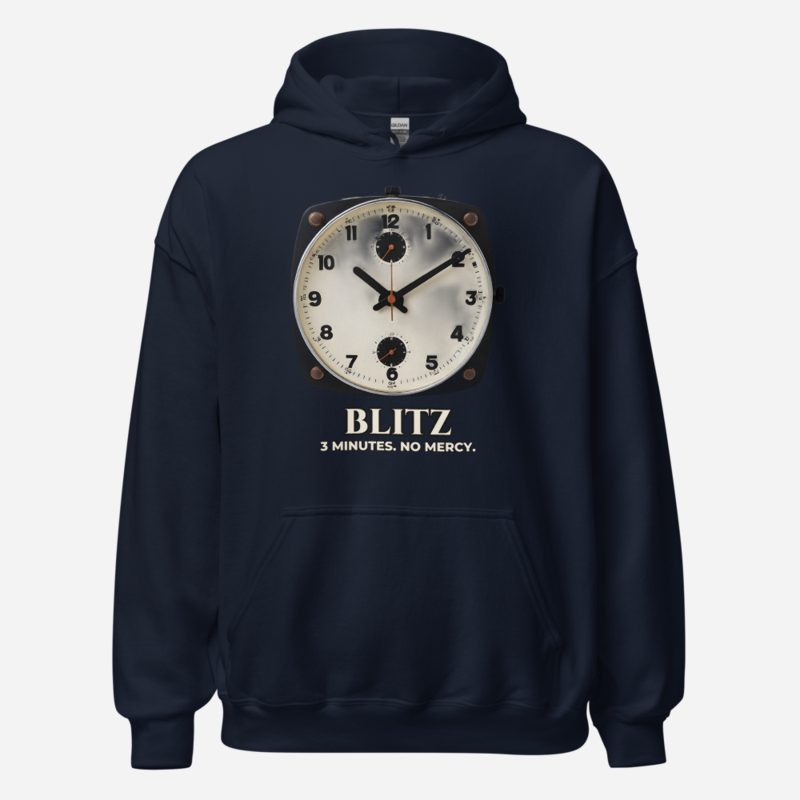 Chess Checkmate Blitz Clock Hoodie Navy
