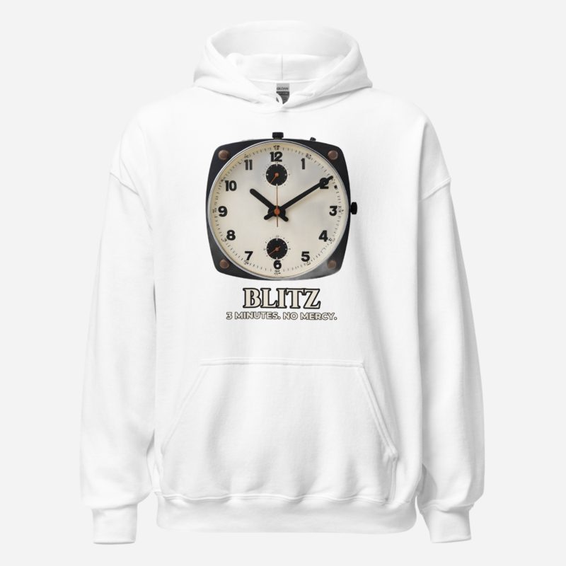 Chess Checkmate Blitz Clock Hoodie White