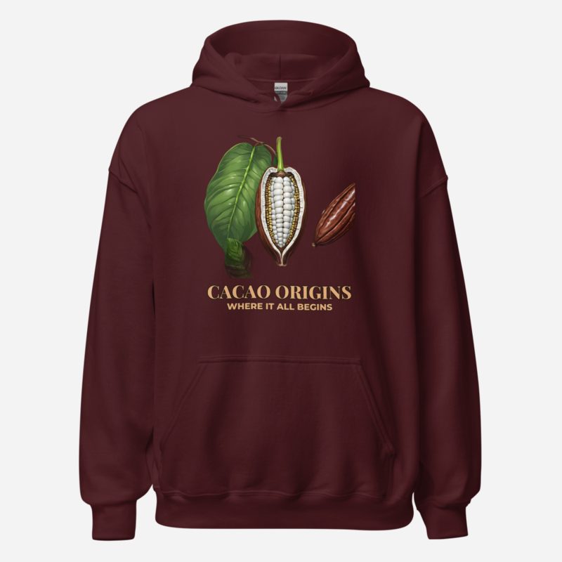 Chocolate Era Cacao Origins Hoodie in Maroon