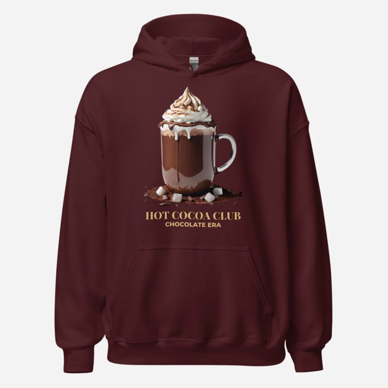 Chocolate Era Hot Cocoa Club Hoodie in Maroon