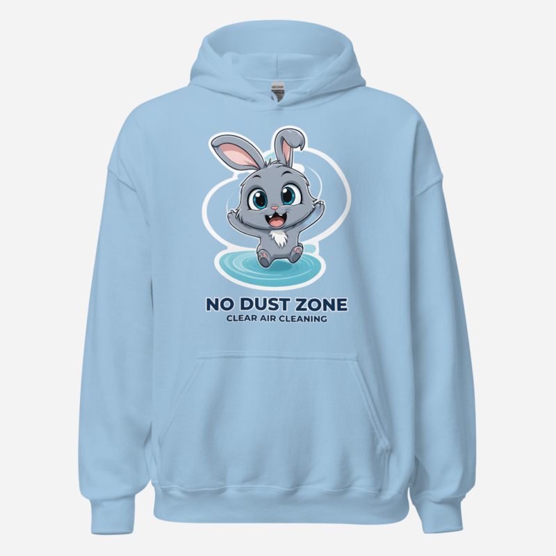 Clear Air Cleaning No Dust Zone Hoodie in Light Blue