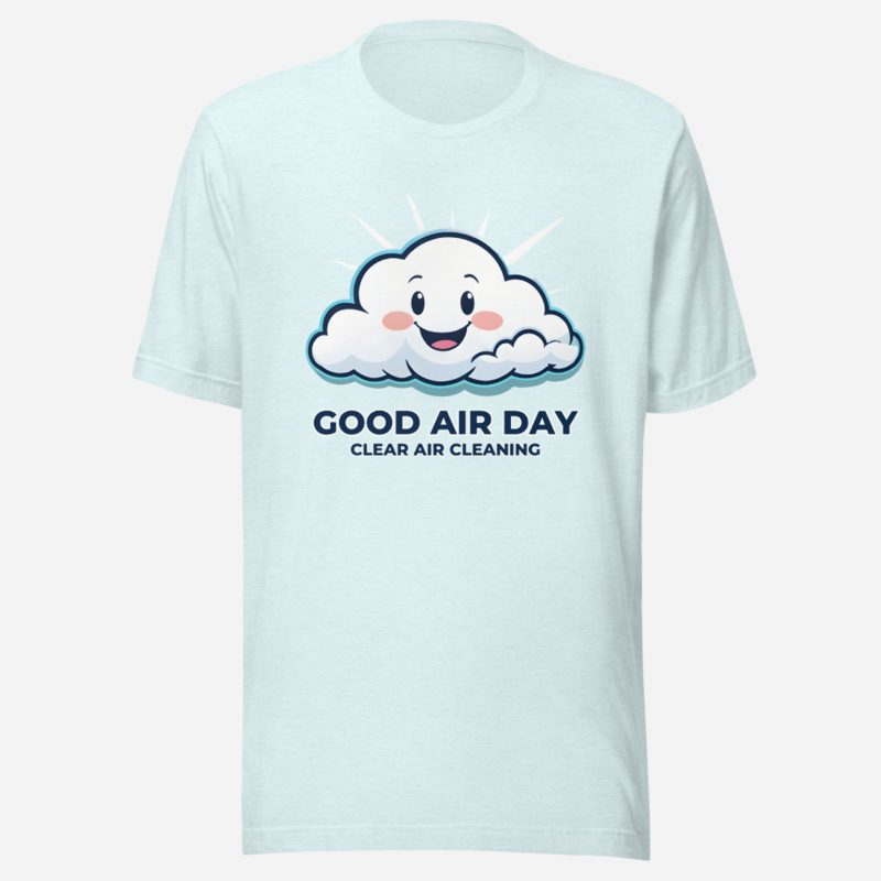 Clear Air Cleaning Good Air Day Tee in Heather Ice Blue