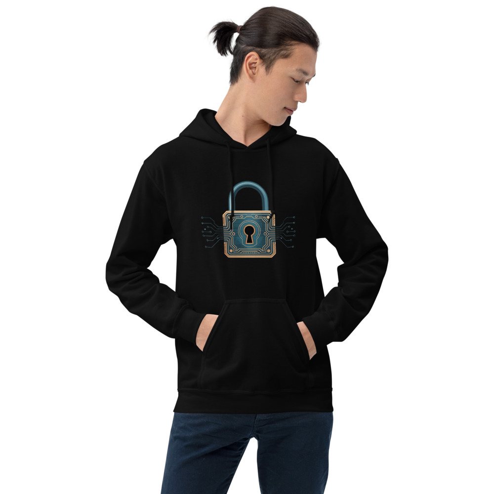 Cybersecurity Geniuses Lock Circuit Icon Hoodie Front