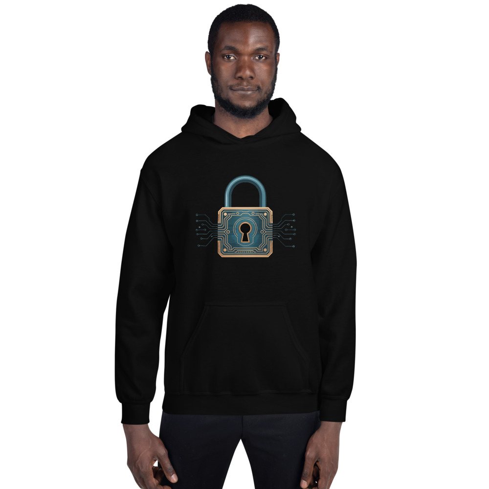 Cybersecurity Geniuses Lock Circuit Icon Hoodie Front