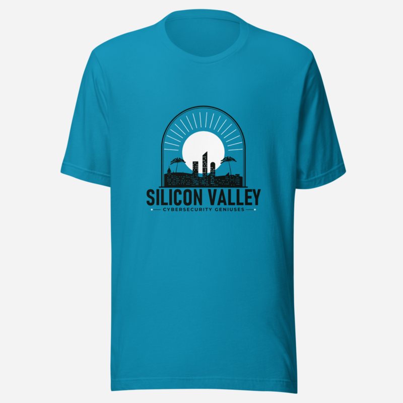 Cybersecurity Geniuses Silicon Valley Skyline Tee Aqua