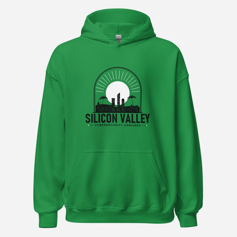 Cybersecurity Geniuses Silicon Valley Skyline Hoodie in Irish Green
