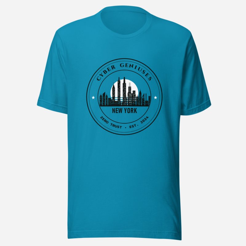 Cybersecurity Geniuses Zero Trust Crest Tee Aqua