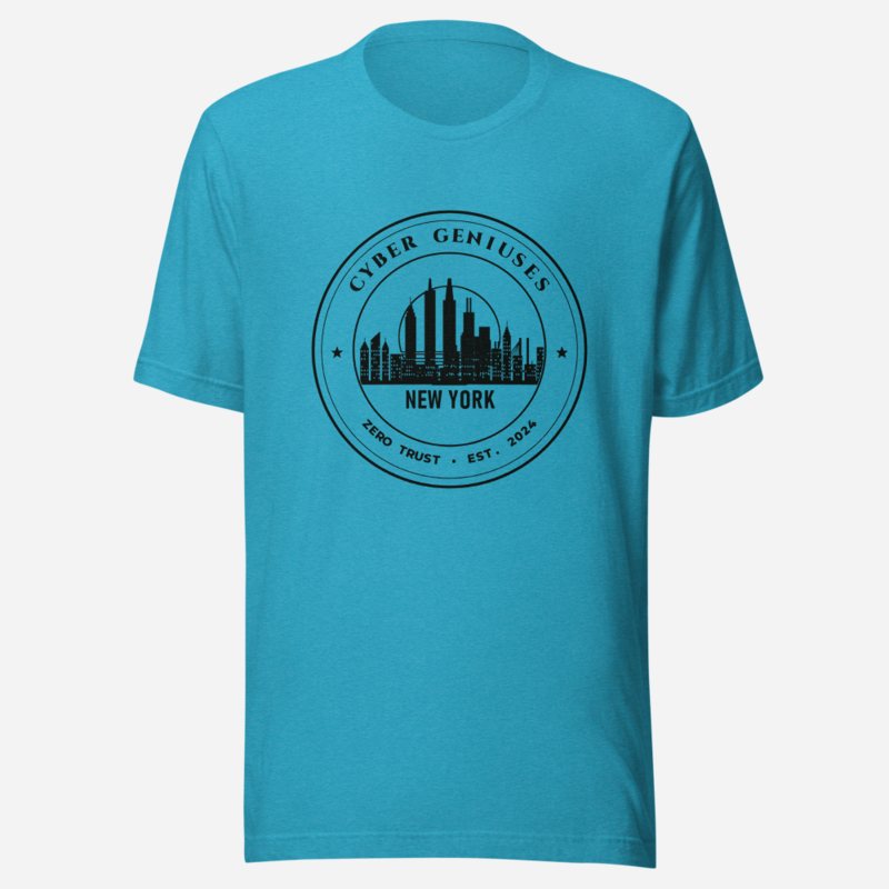 Cybersecurity Geniuses Zero Trust Crest Tee Heather Aqua