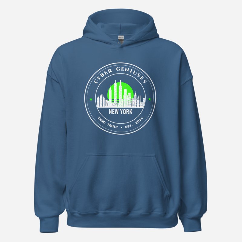 Cybersecurity Geniuses Zero Trust Crest Hoodie Indigo Blue