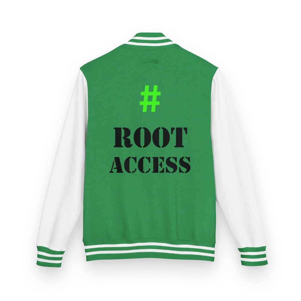 Cybersecurity Geniuses Root Access Varsity Jacket Kelly Green/Arctic White