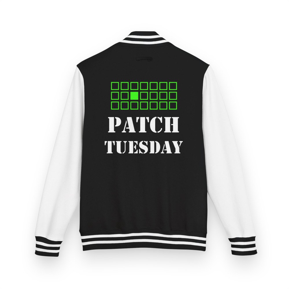 Cybersecurity Geniuses Patch Tuesday Varsity Jacket Jet Black/Arctic White